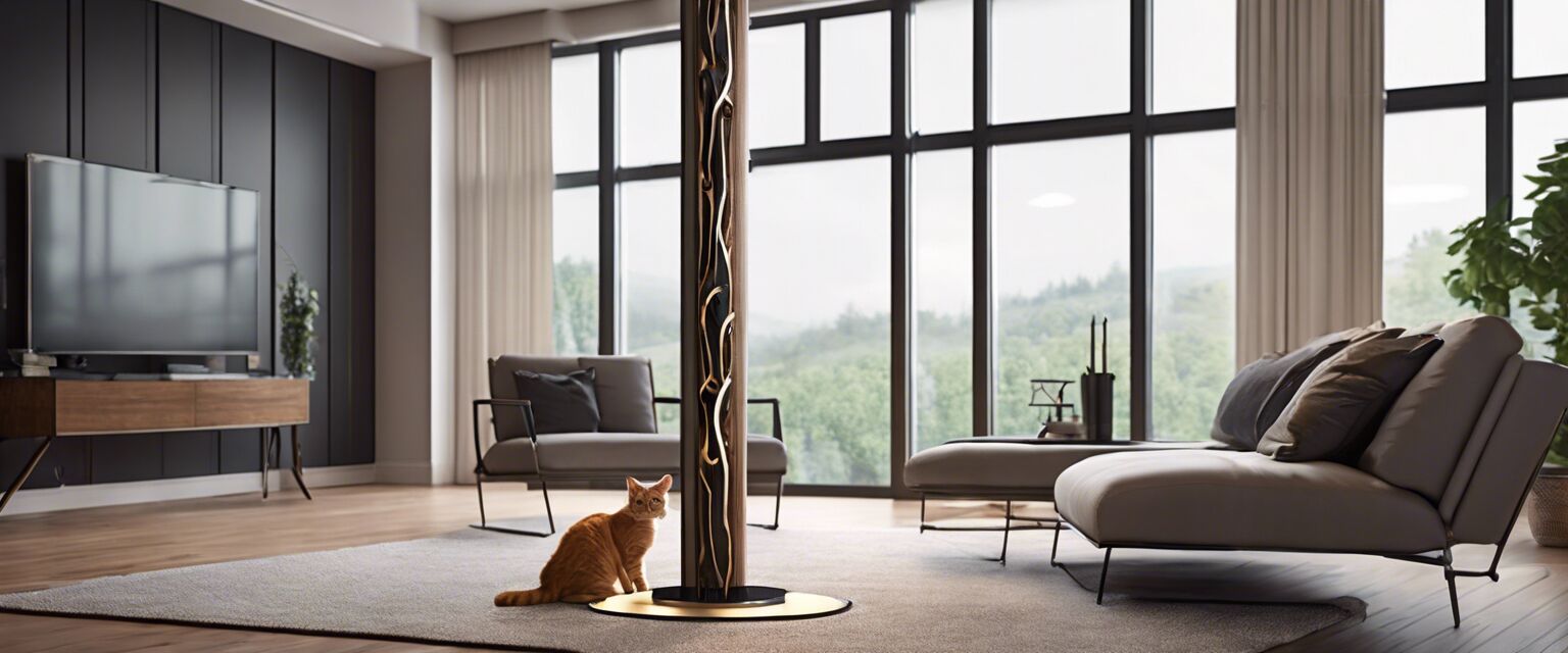 Luxury cat pole in a living room